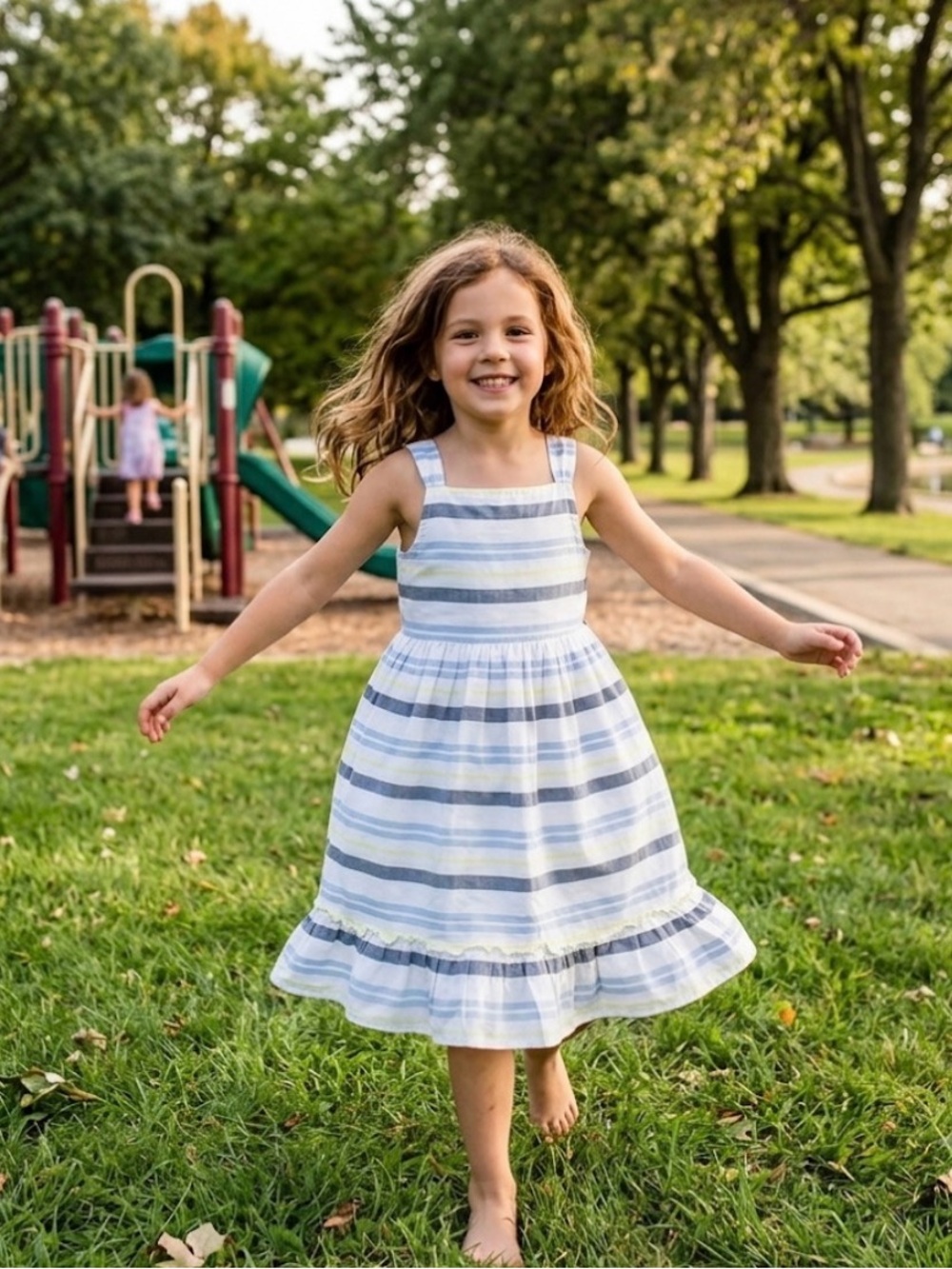 ✨Crazy 8 blue /yellow striped dress EUC size 6✨